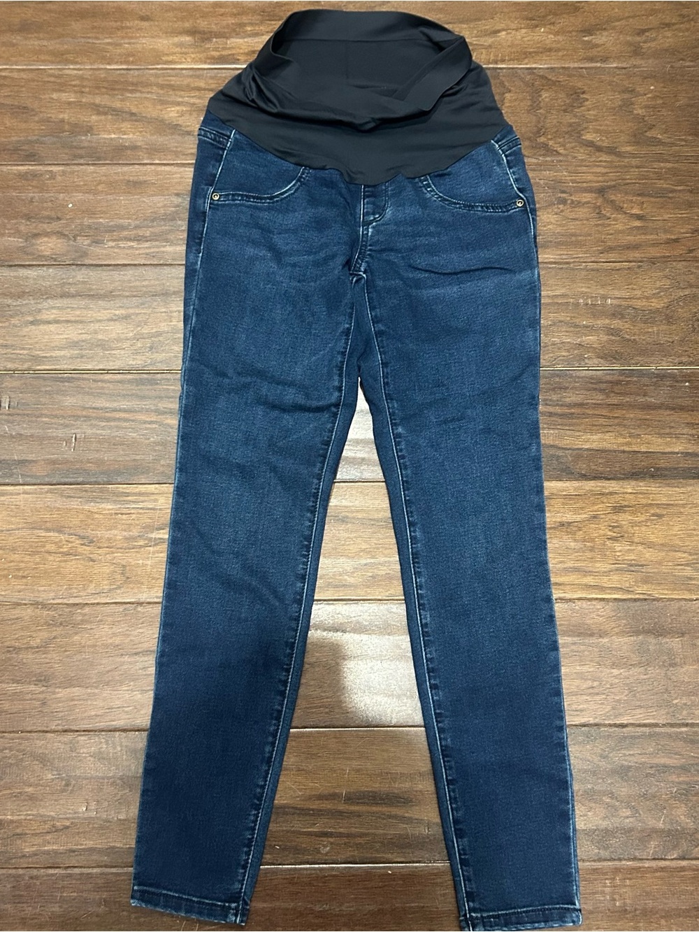 Sonoma Dark Blue Straight-Leg Maternity Jeans with Black Overband Size 2